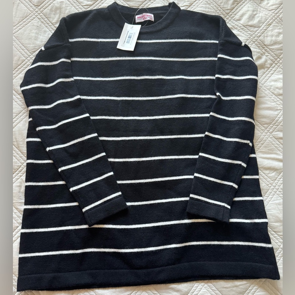 NEW-Classic Striped Long Sleeve Black and White Sweater-Oversized